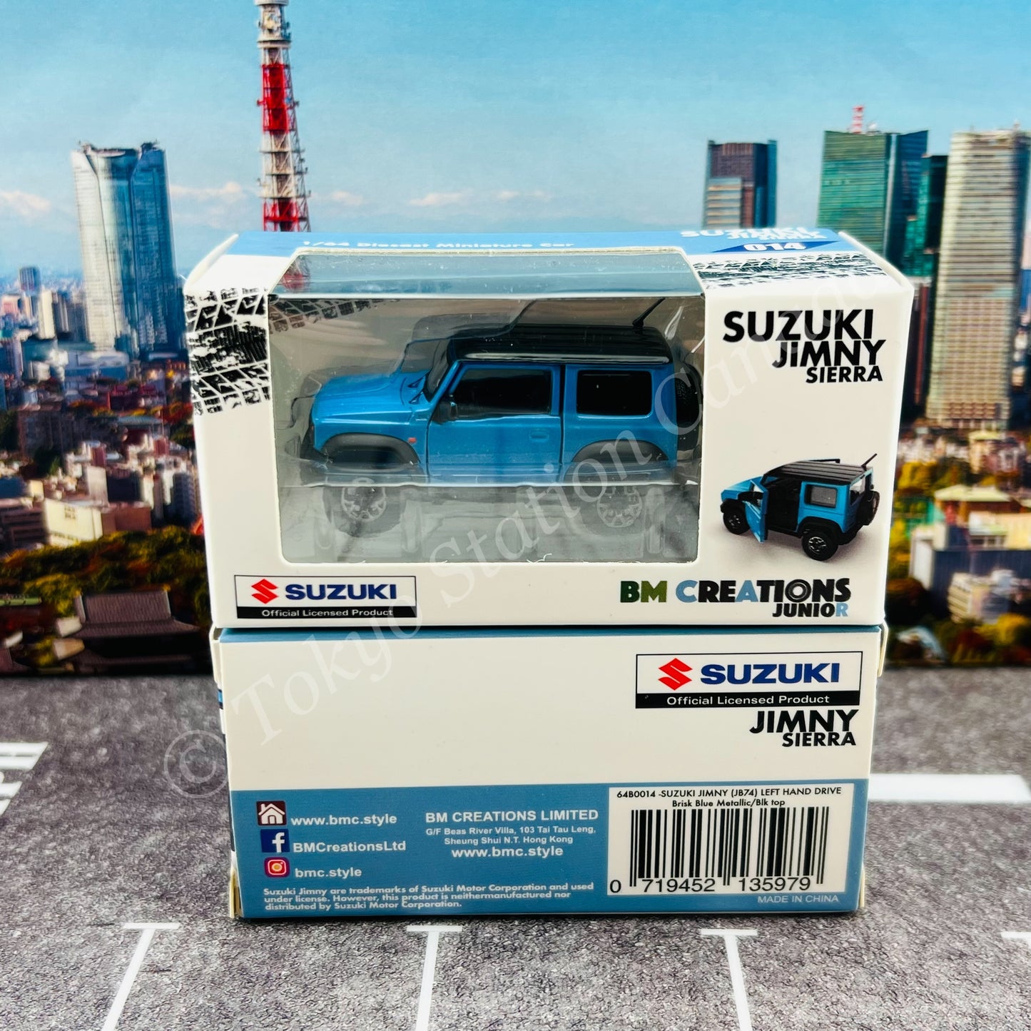 BM CREATIONS 1/64 Suzuki Jimny (JB74) Brisk Blue Metallic w/ Black Top LHD 64B0014