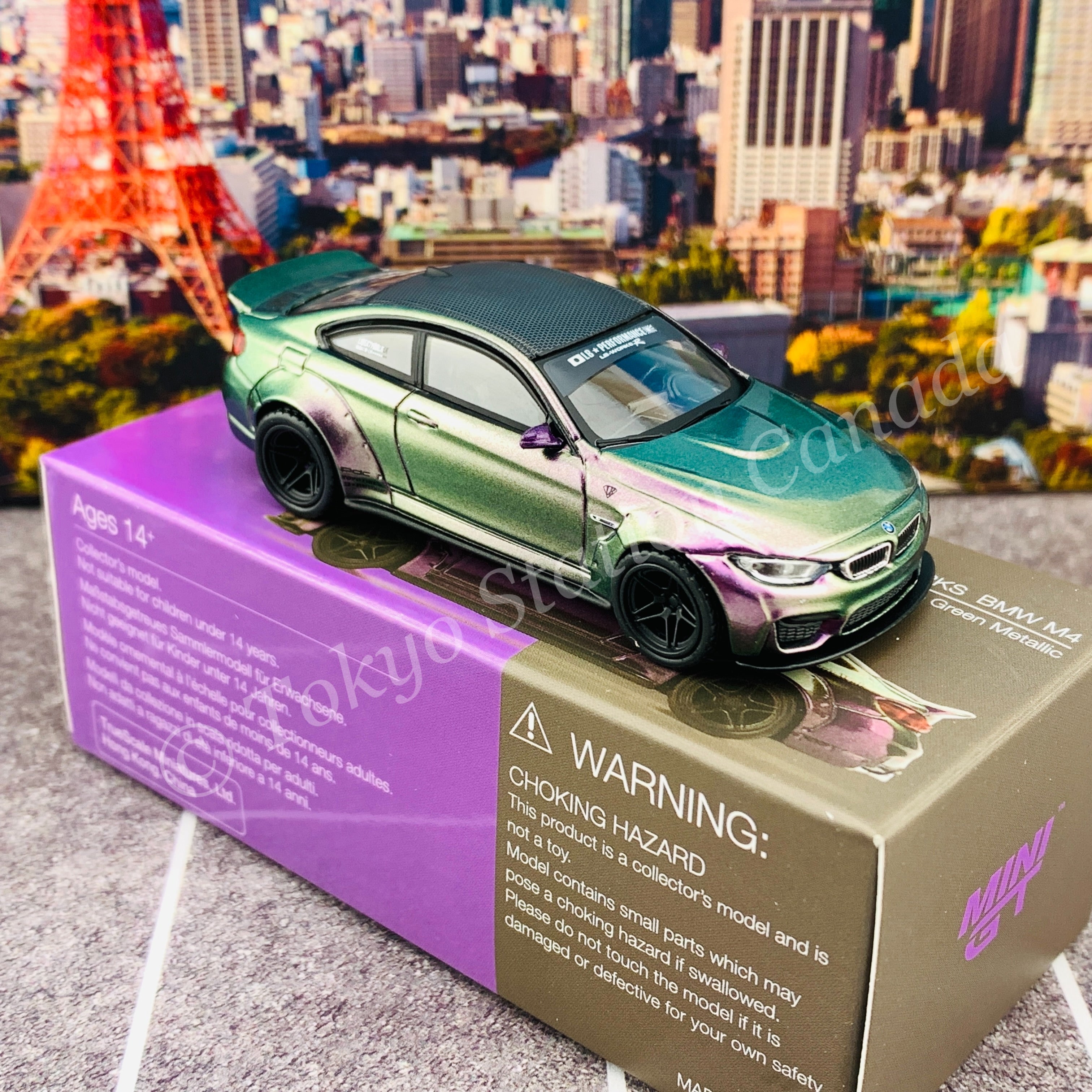 MINI GT 1/64 LB WORKS BMW M4 Purple Green Metallic LHD MGT00228-L