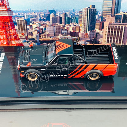 INNO64 1/64 NISSAN SUNNY "HAKOTORA" Pickup Truck  "ADVAN" Concept Livery WITH EXTRA WHEELS IN64-HKT-AD
