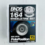 BNDS 1/64 Alloy Wheel & Tire Set Pole Postion SILVER BC64086