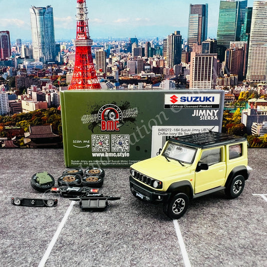 BM CREATIONS 1/64 Suzuki Jimny (JB74) Chiffon Ivory w/ Black Top with New Parts LHD 64B0272