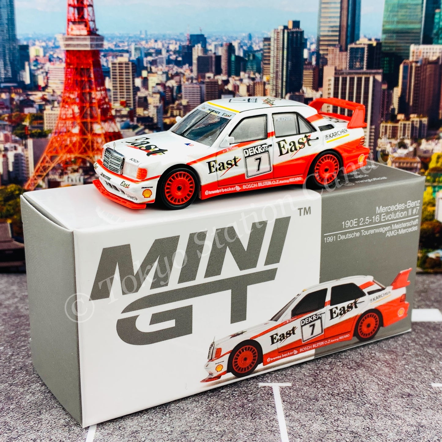 MINI GT 1/64 Mercedes-Benz 190E 2.5-16 Evolution II #7  "East" 1991 DTM LHD MGT00239-L