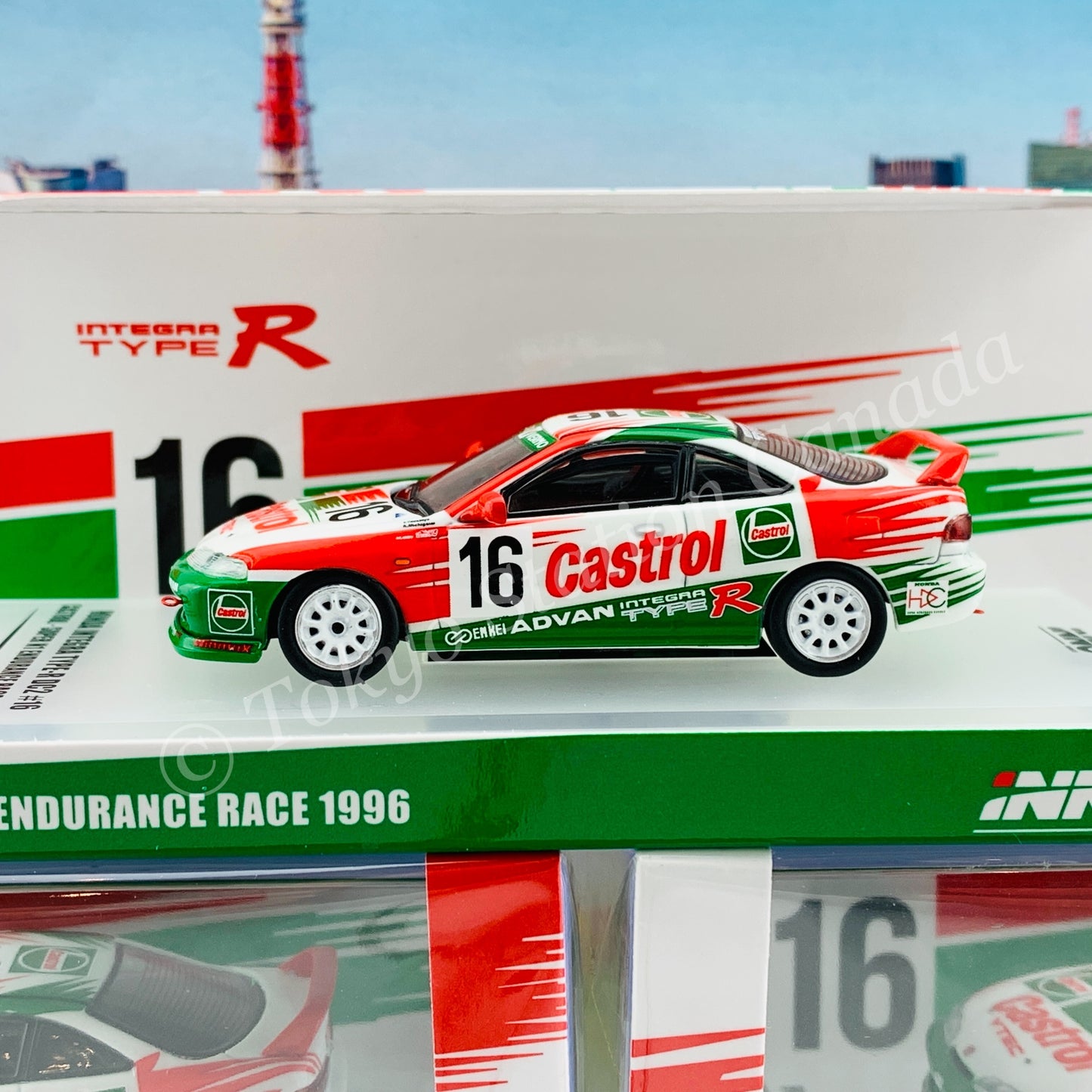INNO64 1/64 HONDA INTEGRA TYPE-R DC2 #16 CASTROL SUEPR N1 ENDURANCE RACE 1996 IN64-DC2-CA16