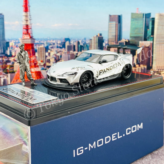 Ignition Model 1/64 PANDEM Supra (A90) Silver with Mr. Miura metal figurine IG2338