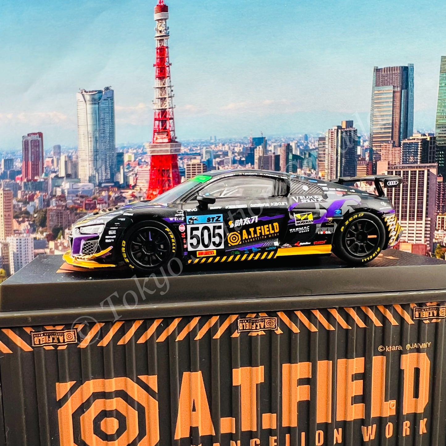 TARMAC WORKS 1/64 COLLAB64 Audi R8 LMS GT4  Super Taikyu STZ 2020 Nishimura / Okamoto / Tagahara / Fujiwara with Container T64-070-EVA20