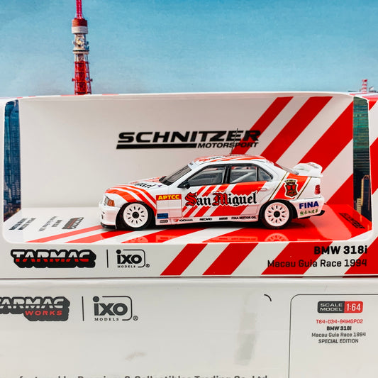 Tarmac Works 1/64 BMW 318i Macau Guia Race 1994 #2 - S. Soper #3 - C. Kwan  T64-034-94MGP02