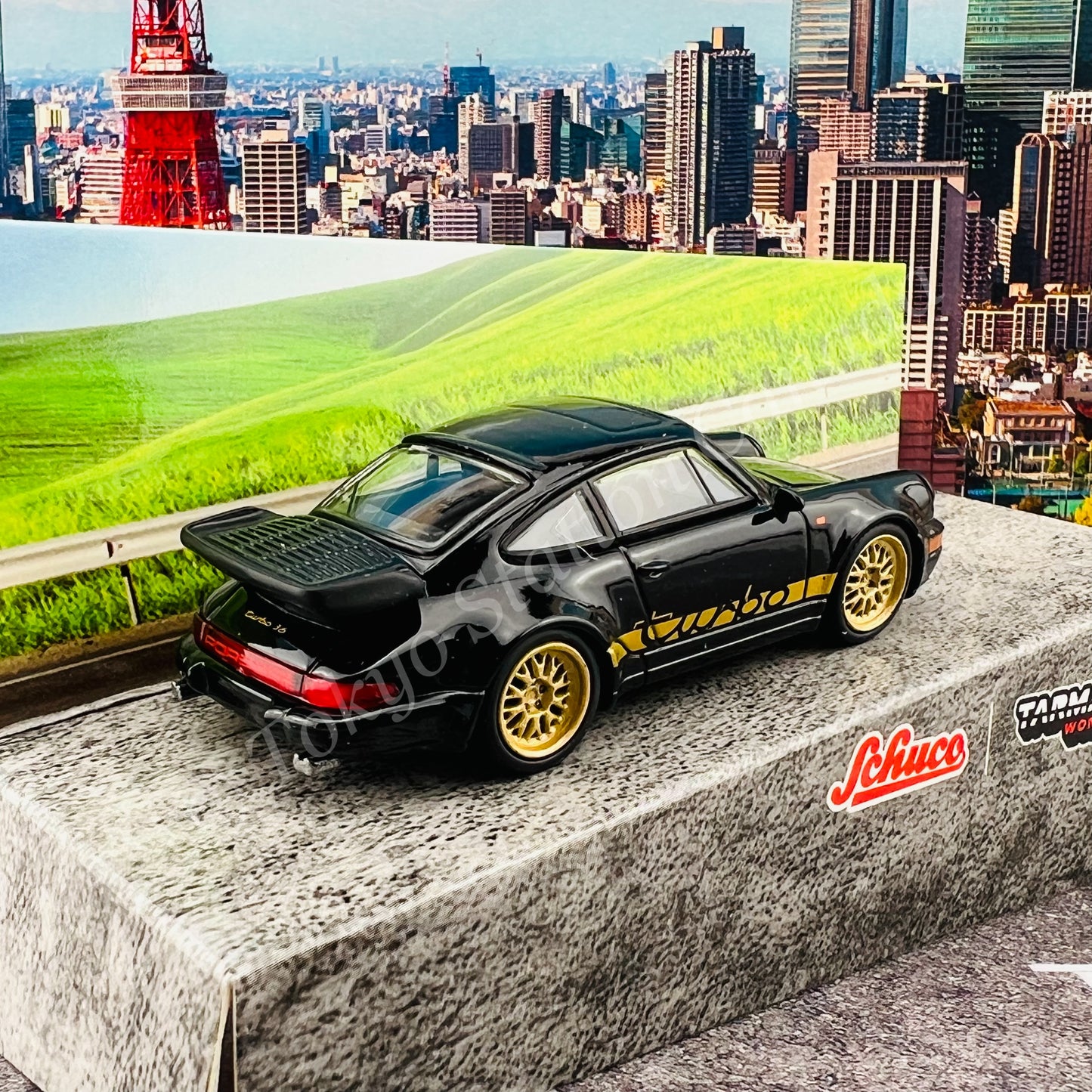 TARMAC WORKS x Schuco 1/64 Porsche 911 (964) Turbo Black T64S-009-BLK