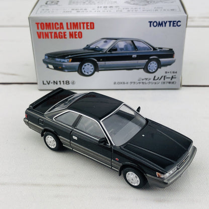 Tomica Limited Vintage 1/64 Nissan Leopard 2.0XS-II Black/Silver (1987) LV-N118d