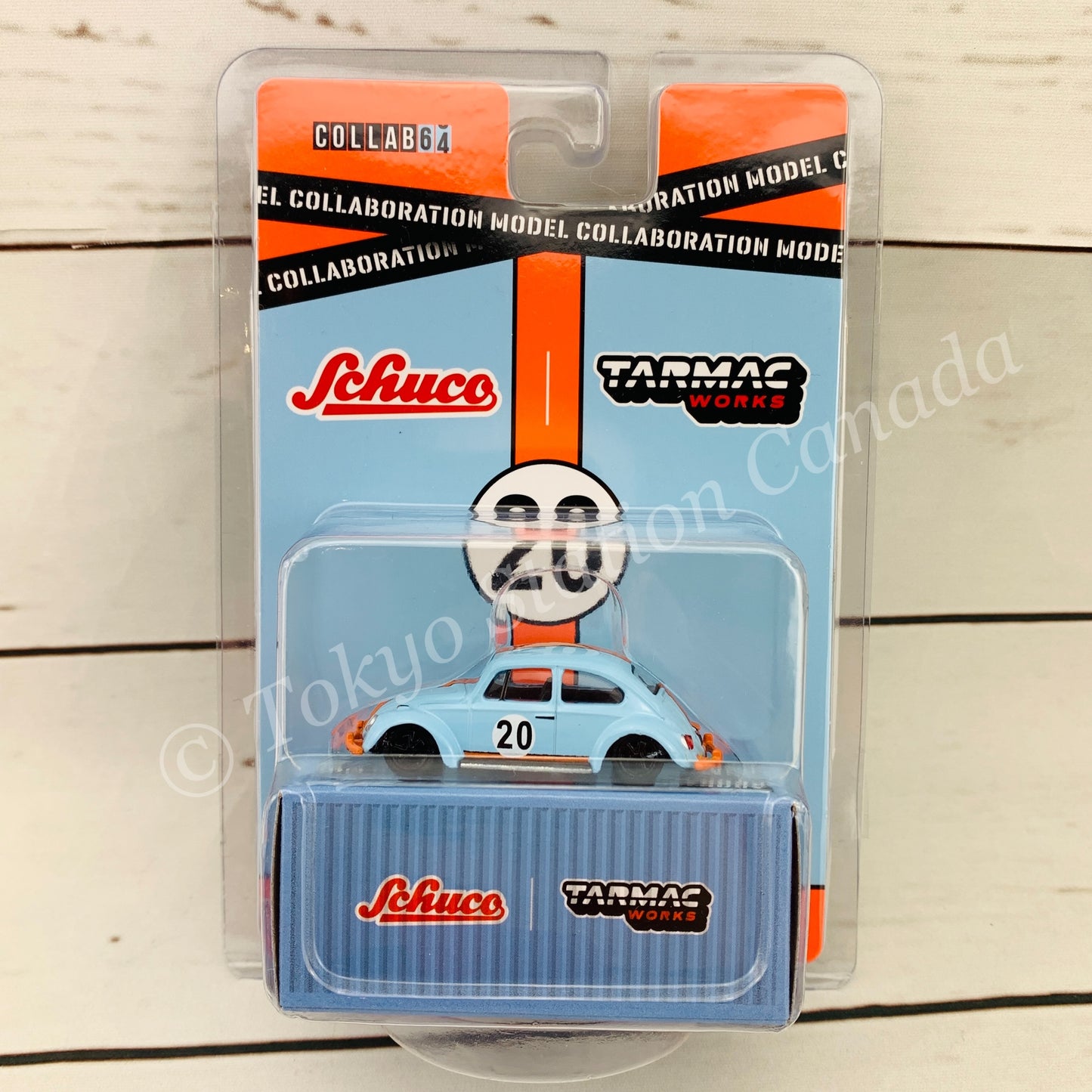 Tarmac Works x Schuco COLLAB64 1/64 Volkswagen Beetle  Blue/Orange Low Ride Height T64S-006-GF