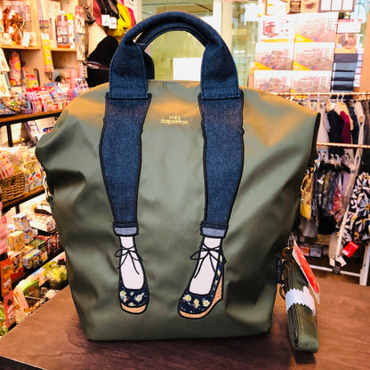 mis zapatos Nylon Skinny 3 Way Backpack - Khaki