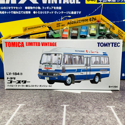 Tomica Limited Vintage 1/64 Toyota Coaster LV-184a (White/Blue Restaurant)
