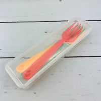 inomata Picnica plastic fork 4pk with storage case