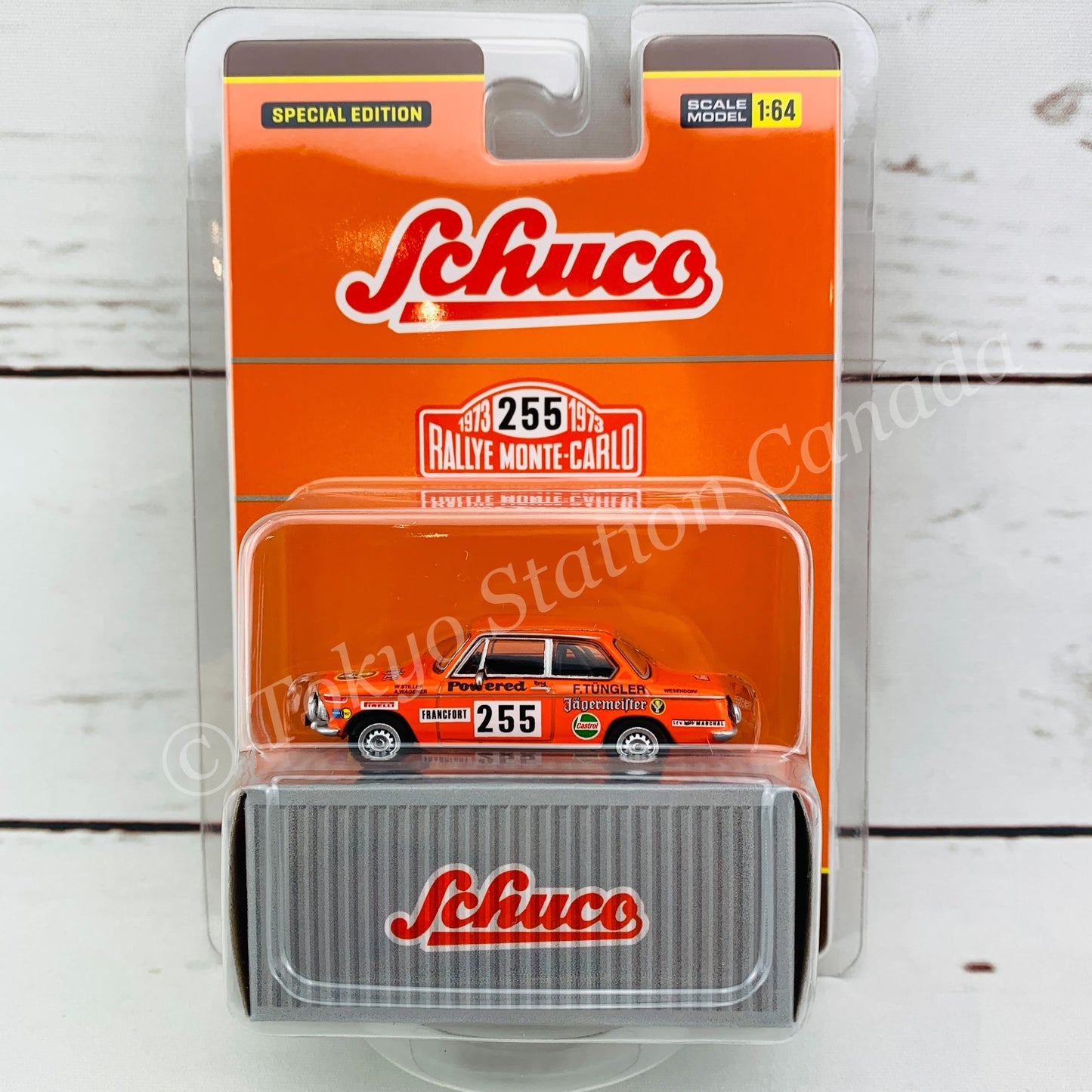 Tarmac Works x Schuco 1/64 BMW 2002 Jagermeister Rally Monte Carlo 1973 T64S-007-JAG