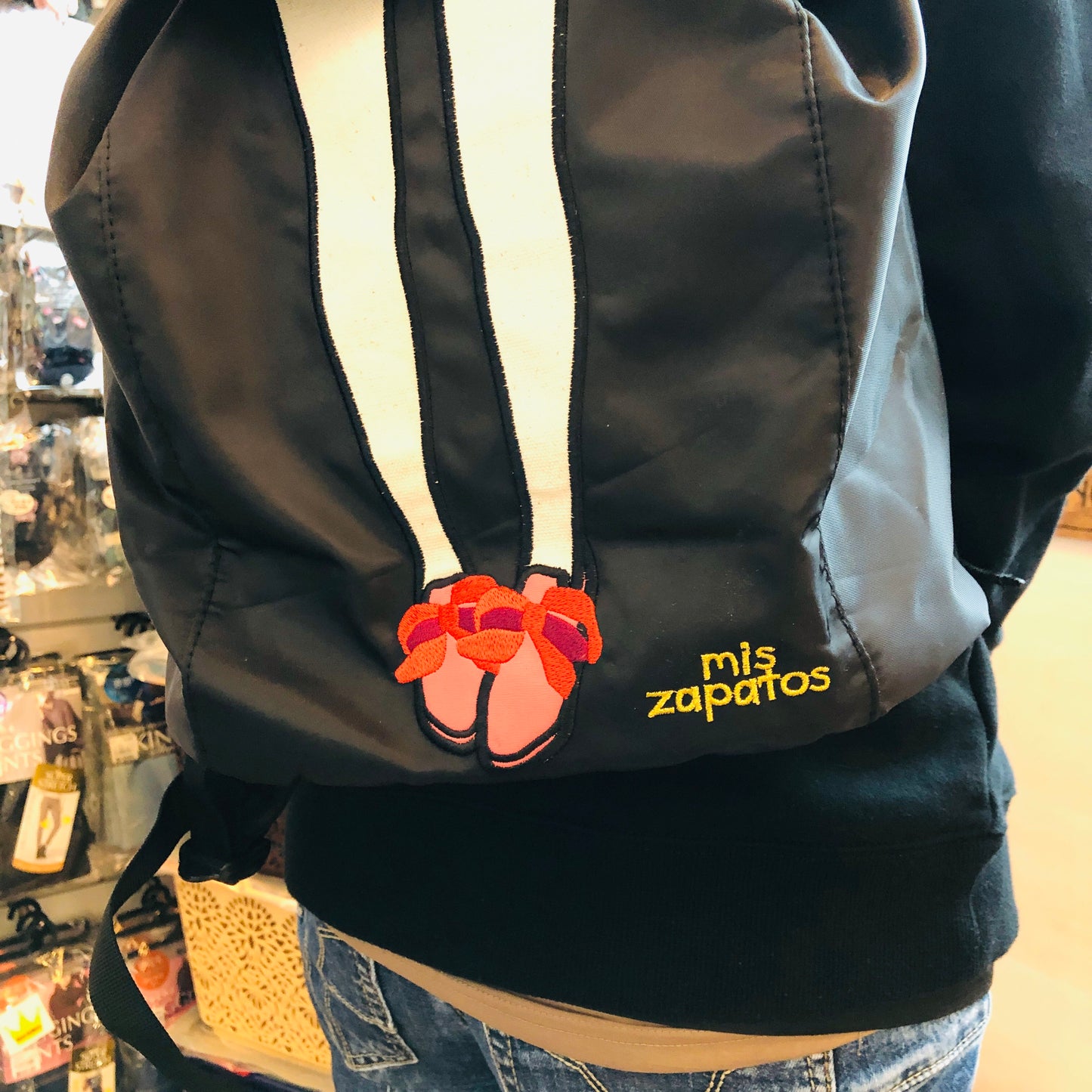 mis zapatos Floral Skirt Nylon Backpack - Black