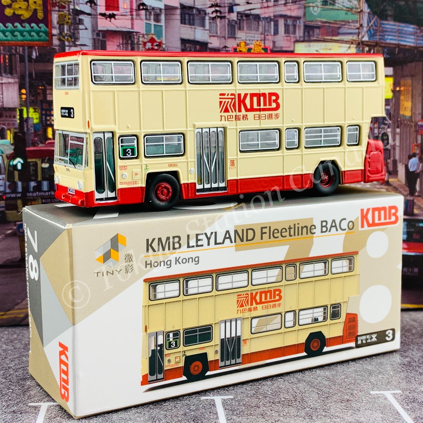TINY 微影 78 KMB LEYLAND Fleetline BACo 九巴利蘭珍寶（平頂寶) 頂紅腳紅 (Diamond Hill 3 鑽石山) KMB2020132