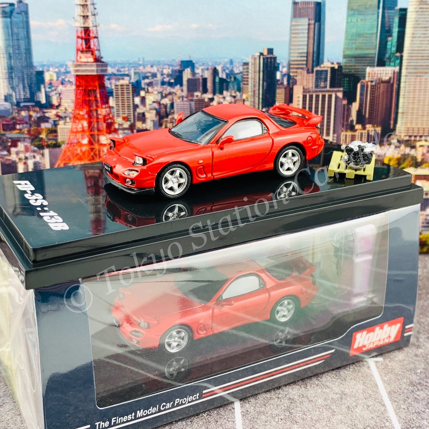 HOBBY JAPAN 1/64 Mazda RX-7 (FD3S) TYPE RS With Engine Display Model Red HJ642007FR