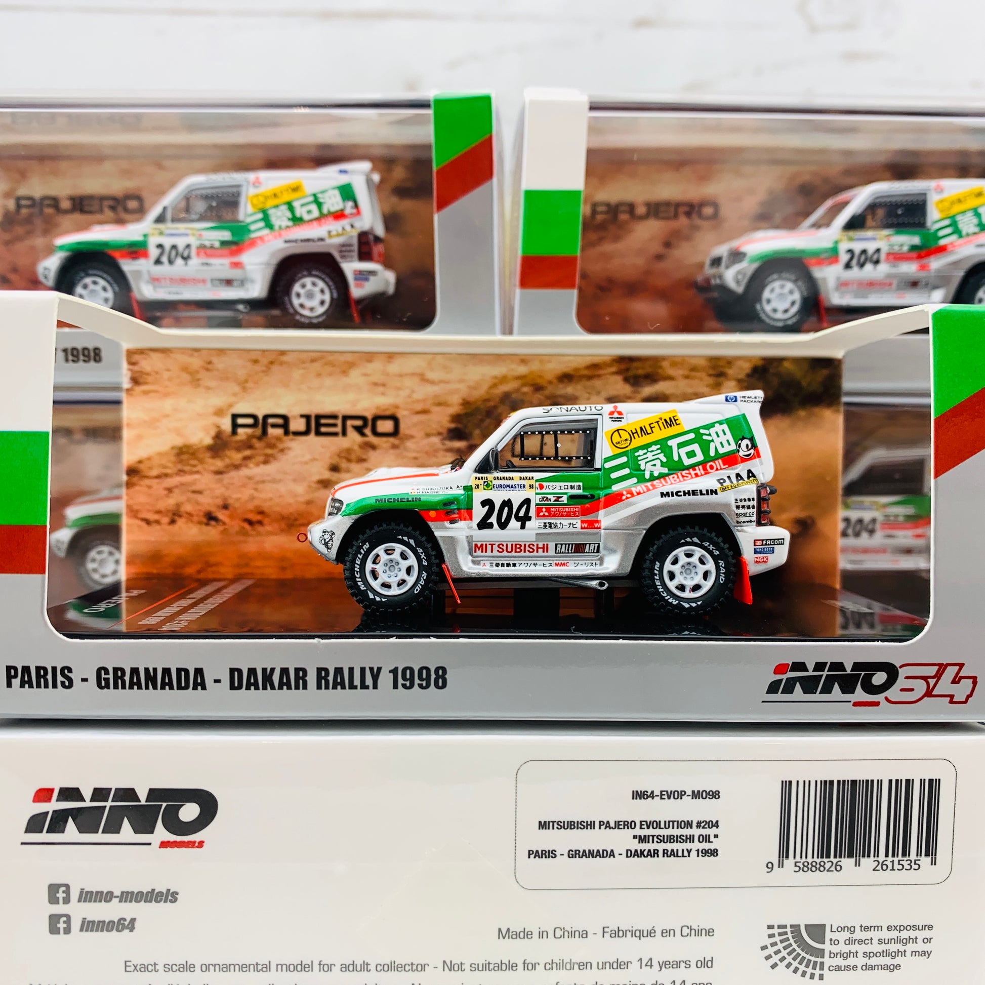 INNO64 1/64 MITSUBISHI PAJERO EVOLUTION #204 "MITSUBISHI OIL" Paris - Dakar 1998  IN64-EVOP-MO98