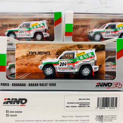 INNO64 1/64 MITSUBISHI PAJERO EVOLUTION #204 "MITSUBISHI OIL" Paris - Dakar 1998  IN64-EVOP-MO98