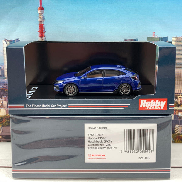 HOBBY JAPAN 1/64 Honda CIVIC Hatchback FK7 Blue Metallic Customized Version HJ641018BL