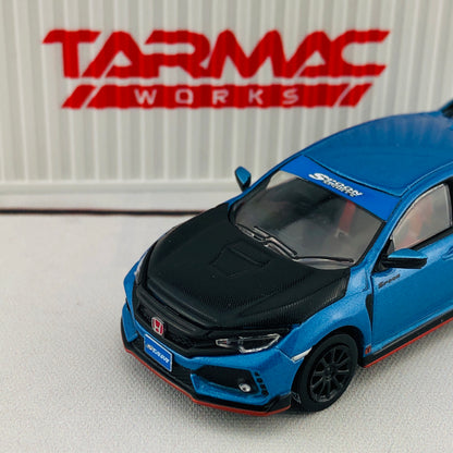 Tarmac Works 1/64 Honda Civic Type R FK8 Brilliant Blue with Black Bonnet and Container T64-014-BLE