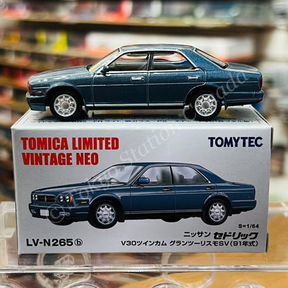 TOMYTEC Tomica Limited Vintage Neo 1/64 Nissan Cedric V30 Twin Cam Gran Turismo SV (Grayish Blue) 1991 LV-N265b