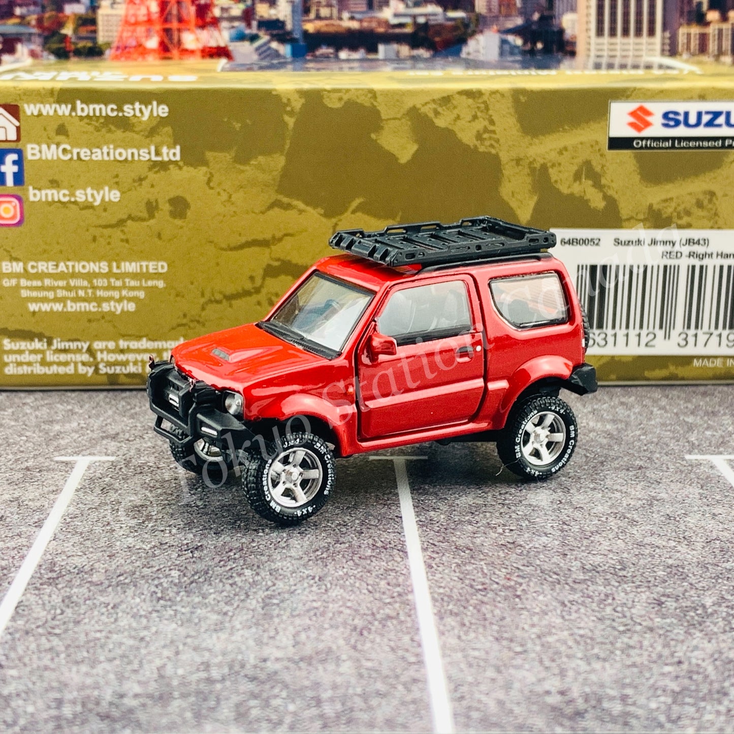 BM CREATIONS JUNIOR 1/64 Suzuki Jimny JB43 RED RHD (With Offroad Package) 64B0052