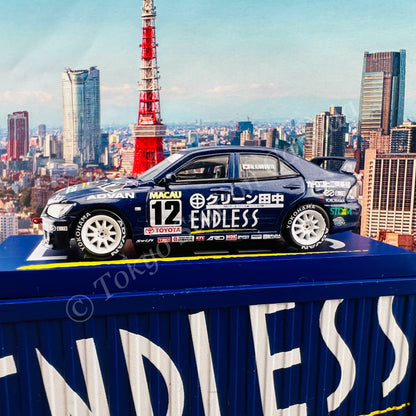 TARMAC WORKS COLLAB64 1/64 Toyota Altezza Macau Guia Race 2001 Mitsuhiro Kinoshita with Container T64-019-01MGP12