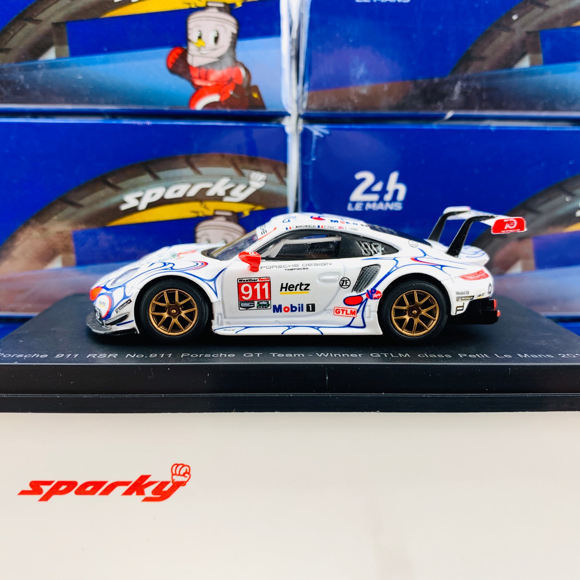 Sparky 1/64 PORSCHE 911 RSR NO.911 PORSCHE GT TEAM WINNER GTLM CLASS PETIT LE MANS 2018 P. PILET - N. TANDY - F. MAKOWIECKI Y135