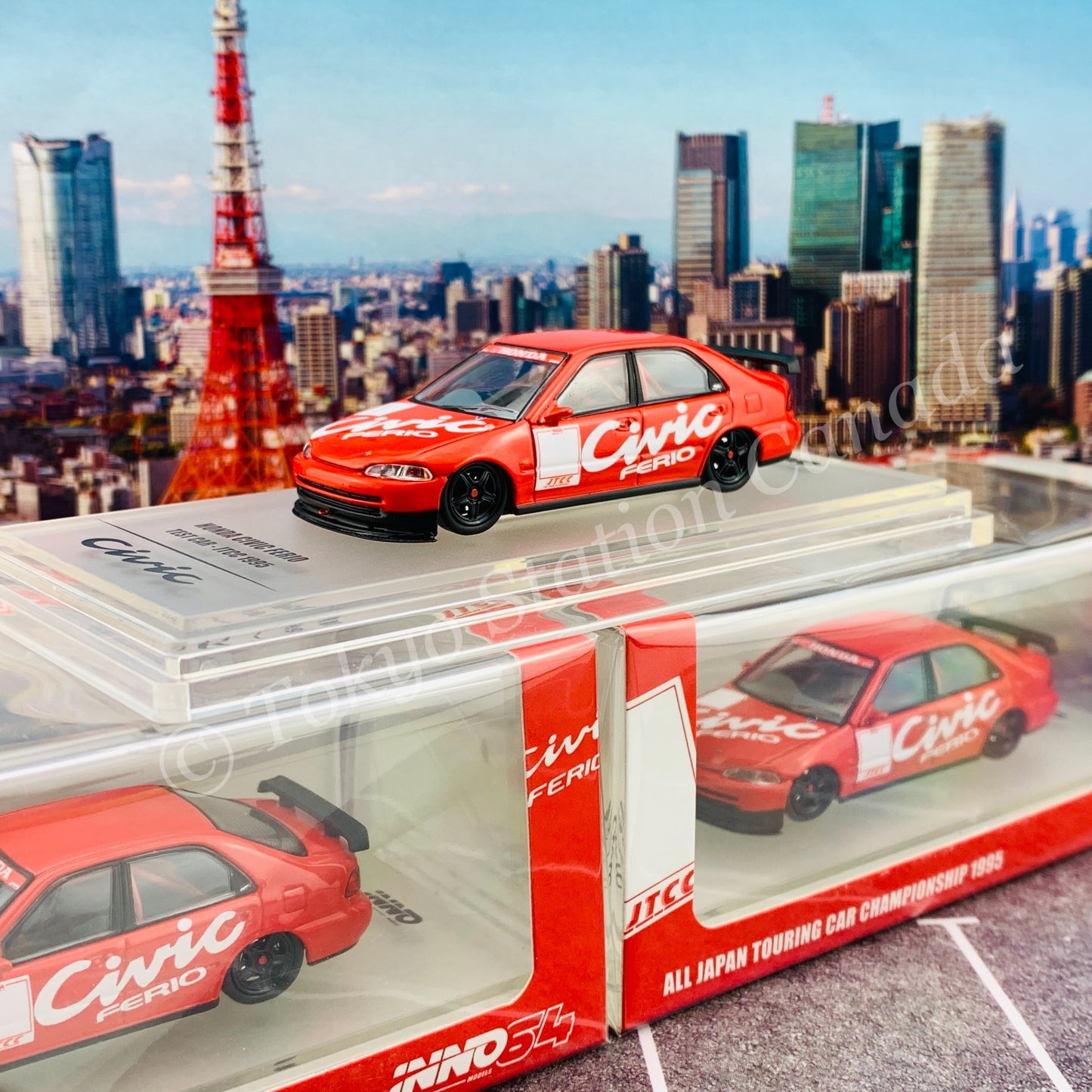 INNO64 1/64 HONDA CIVIC FERIO TEST CAR JTCC 1995 IN64-EG9-TC95