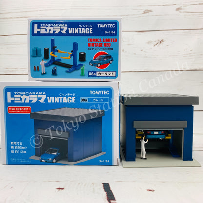 Tokyo Station Exclusive Package TOMYTEC TOMICARAMA VINTAGE 06a and 08a (Car Lift including a TLV-NEO Honda Civic SiR-II and Garage)
