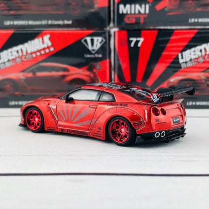 MINI GT 1/64 LB★Works Nissan GTR (R35) Type 1, Rear Wing ver 1+2 Candy Red RHD MGT00077-R