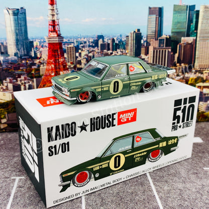 KaidoHouse x MiniGT 1/64 Datsun 510 Pro Street OG Green LHD KHMG001