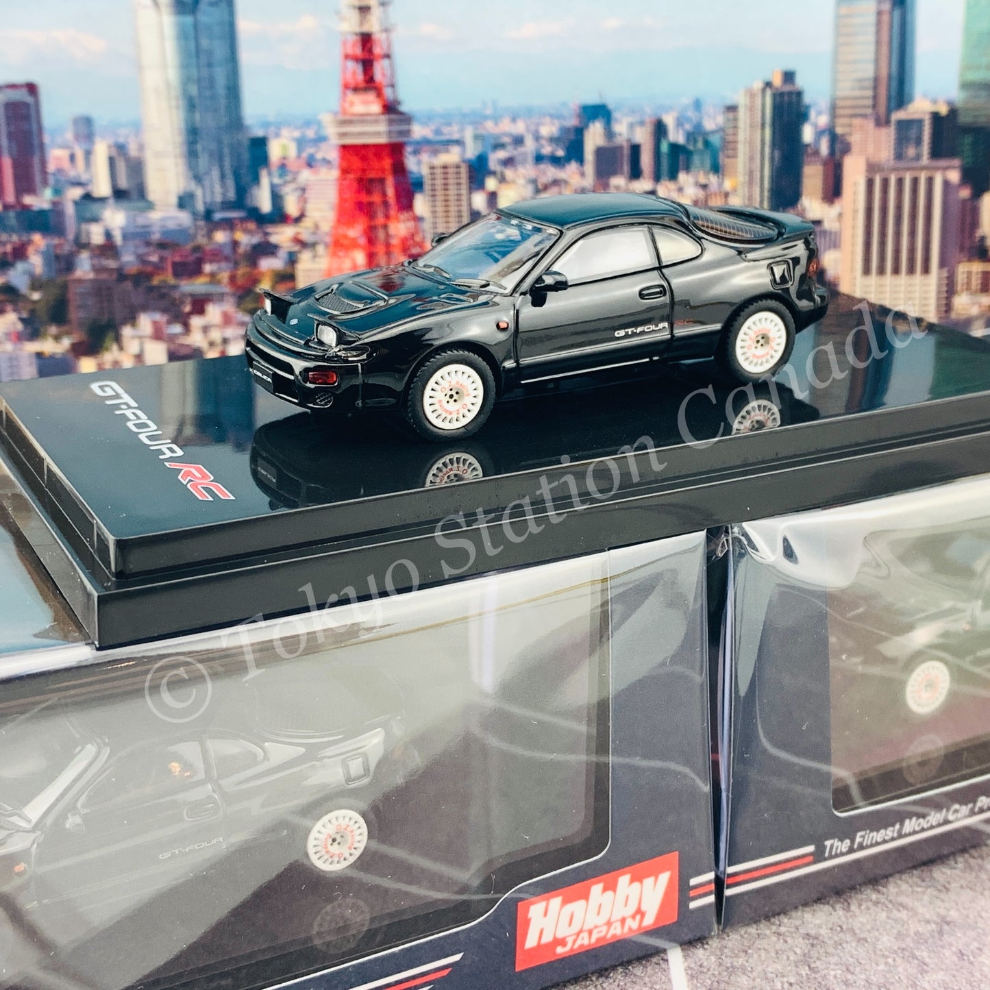 HOBBY JAPAN 1/64 Toyota CELICA GT-FOUR RC ST185 Customized Version Dish Wheel Black HJ641023CBK