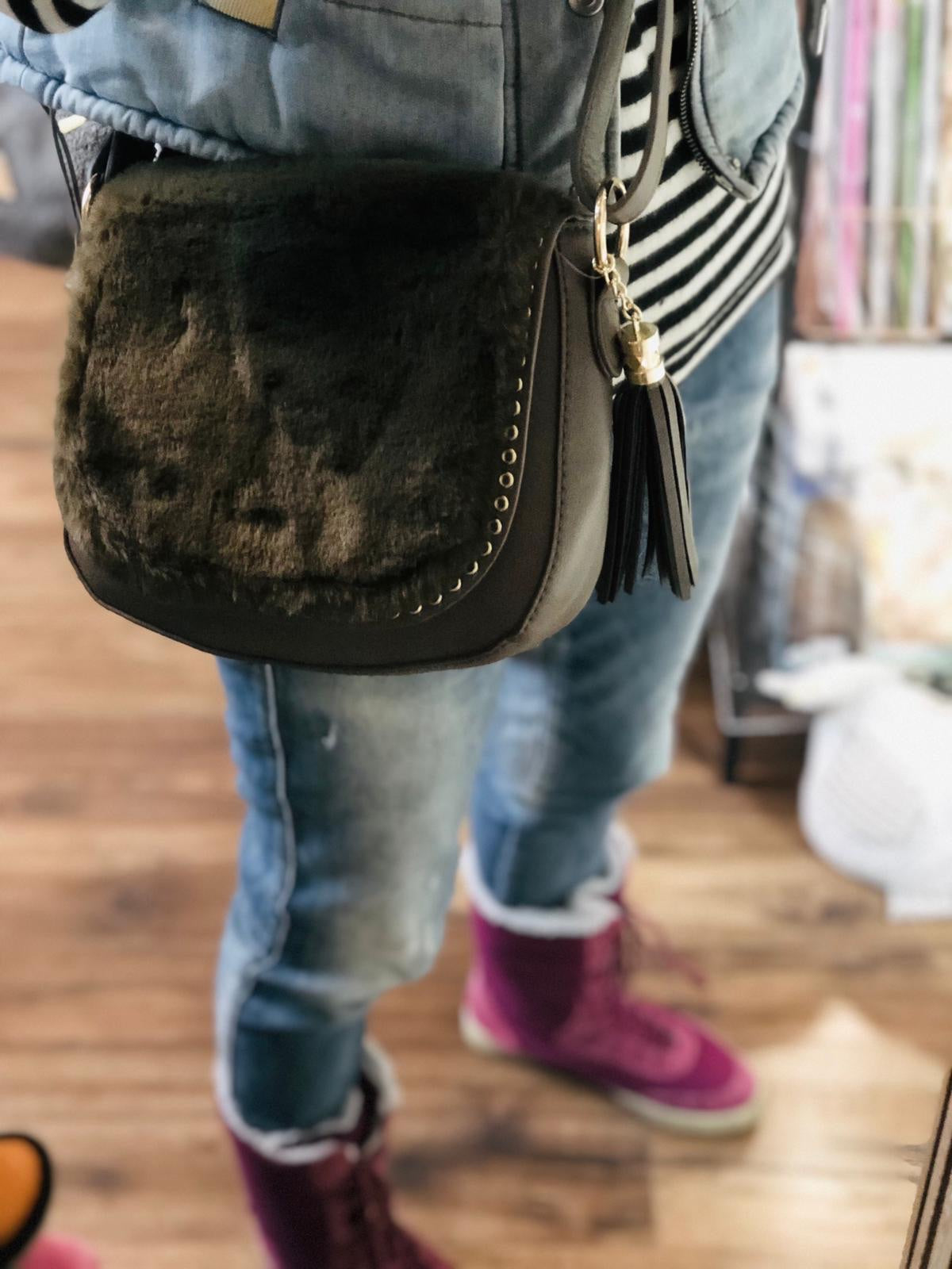 Faux Fur Shoulder Bag Green