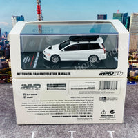 INNO64 1/64 MITSUBISHI LANCER EVOLUTION IX WAGON White Pearl With Roof Cargo  Box and Extra Wheels IN64-EVO9W-WHP