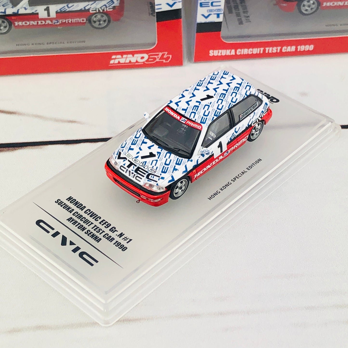 INNO64 Honda Civic EF9 Gr. N #1 Suzuka Circuit Test Car 1990 AYRTON SENNA IN64-EF9-SENHKS