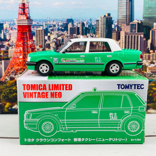 Tomytec Tomica Limited Vintage Neo 1/64 TOYOTA CROWN COMFORT HK TAXI NEW TERRITORIES GREEN Hong Kong Exclusive