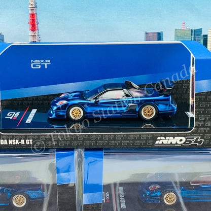 INNO64 1/64 HONDA NSX-R GT (NA2) Blue Chrome W/ Extra Wheels IN64-NSXGT-BLUCH