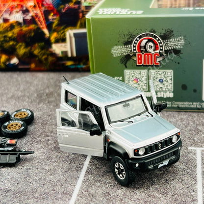 BM CREATIONS 1/64 Suzuki Jimny (JB74) Silver w/ Black Top with New Parts LHD 64B0274