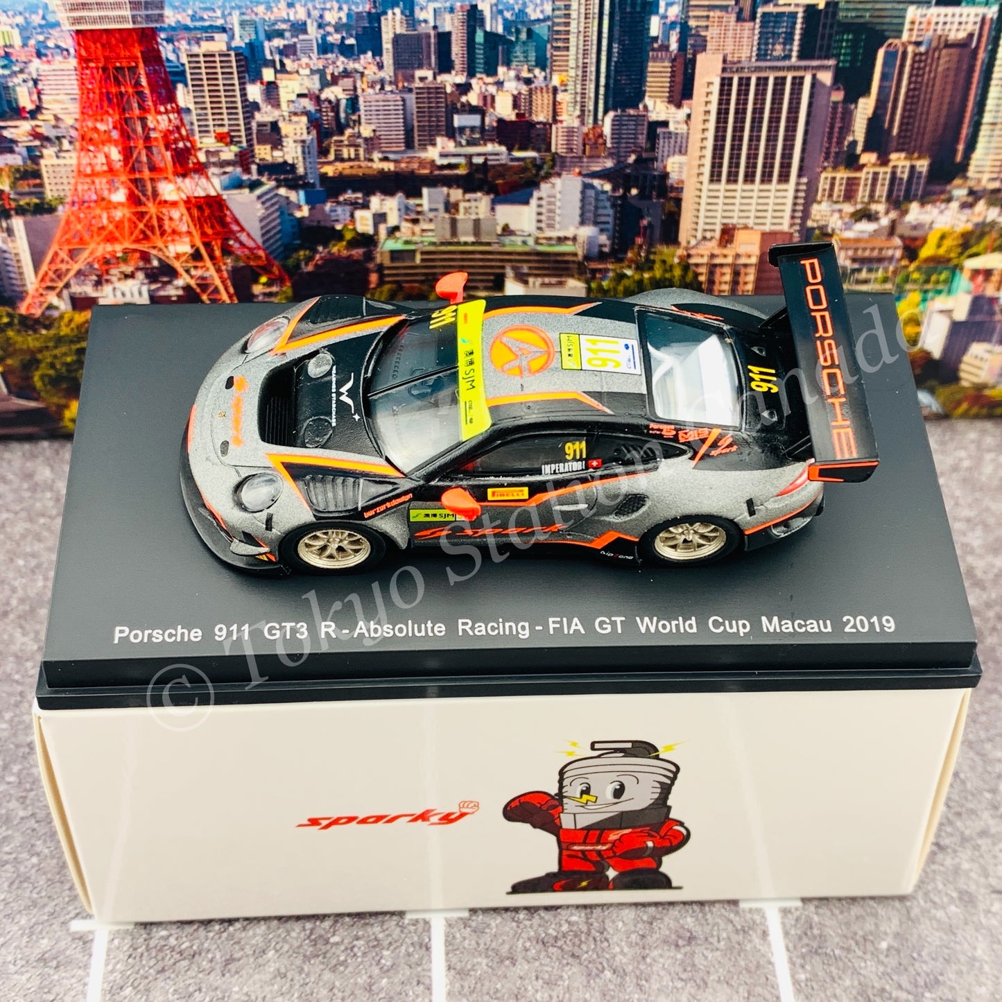 Sparky 1/64 PORSCHE 911 GT3 R NO.911 ABSOLUTE RACING FIA GT WORLD CUP MACAU 2019 ALEXANDRE IMPERATORI Y172
