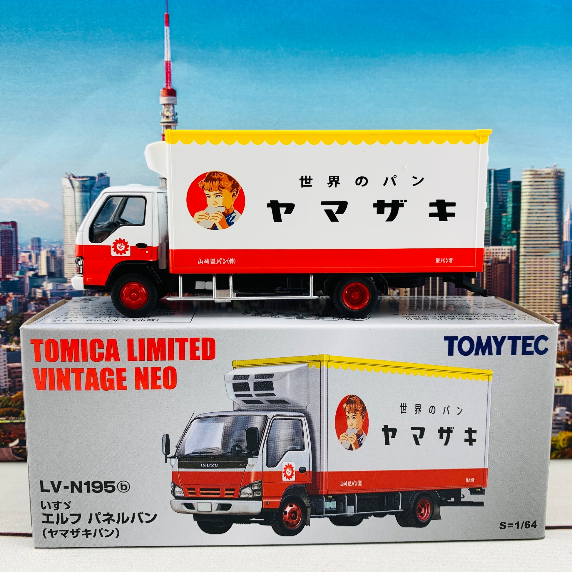 Tomytec Tomica Limited Vintage Neo 1/64 Isuzu Elf Panel Van (Yamazaki Bread) LV-N195b