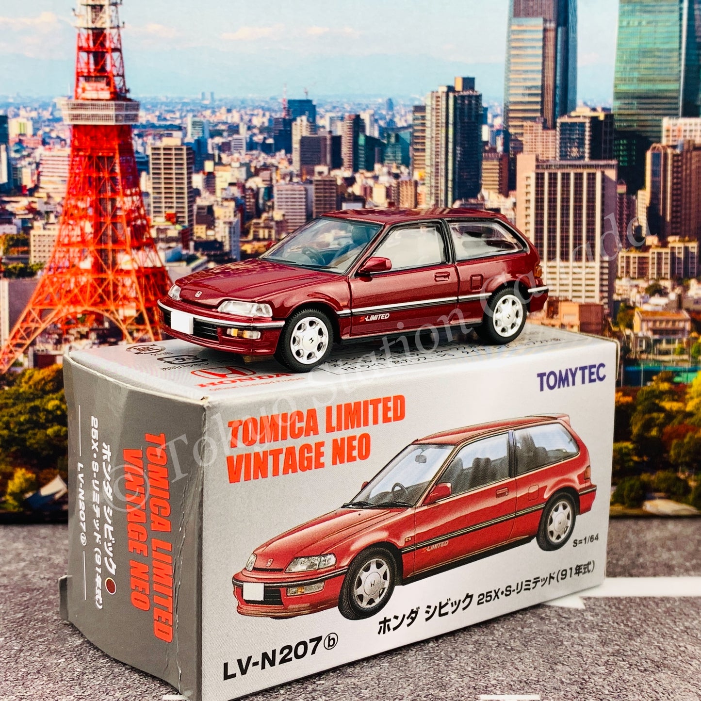 Tomytec Limited Vintage Neo 1/64 Honda Civic 25X S-Limited (Red Metallic) LV-N207b
