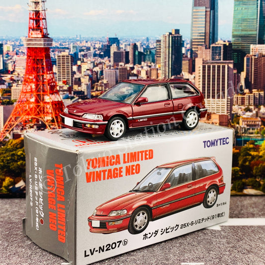 Tomytec Limited Vintage Neo 1/64 Honda Civic 25X S-Limited (Red Metallic) LV-N207b