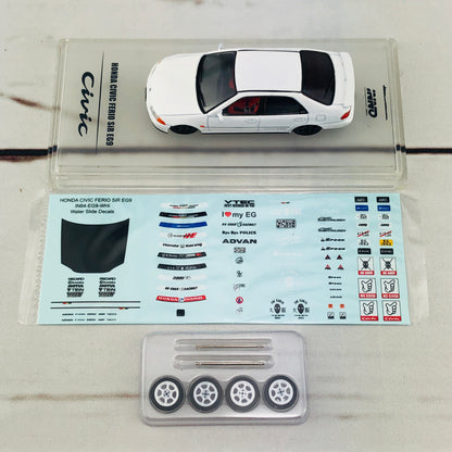 INNO64 HONDA CIVIC FERIO EG9 WHITE with Customizable Stickers and 1 set of wheel IN64-EG9-WHI