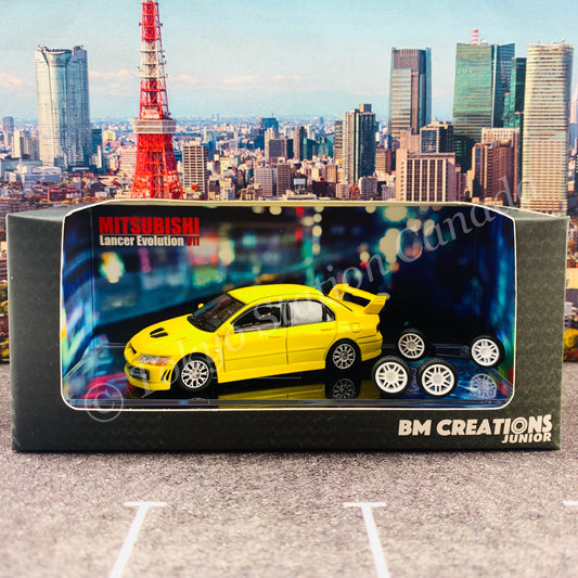 BM CREATIONS JUNIOR 1/64 Mitsubishi Lancer Evolution VII YELLOW RHD 64B0084
