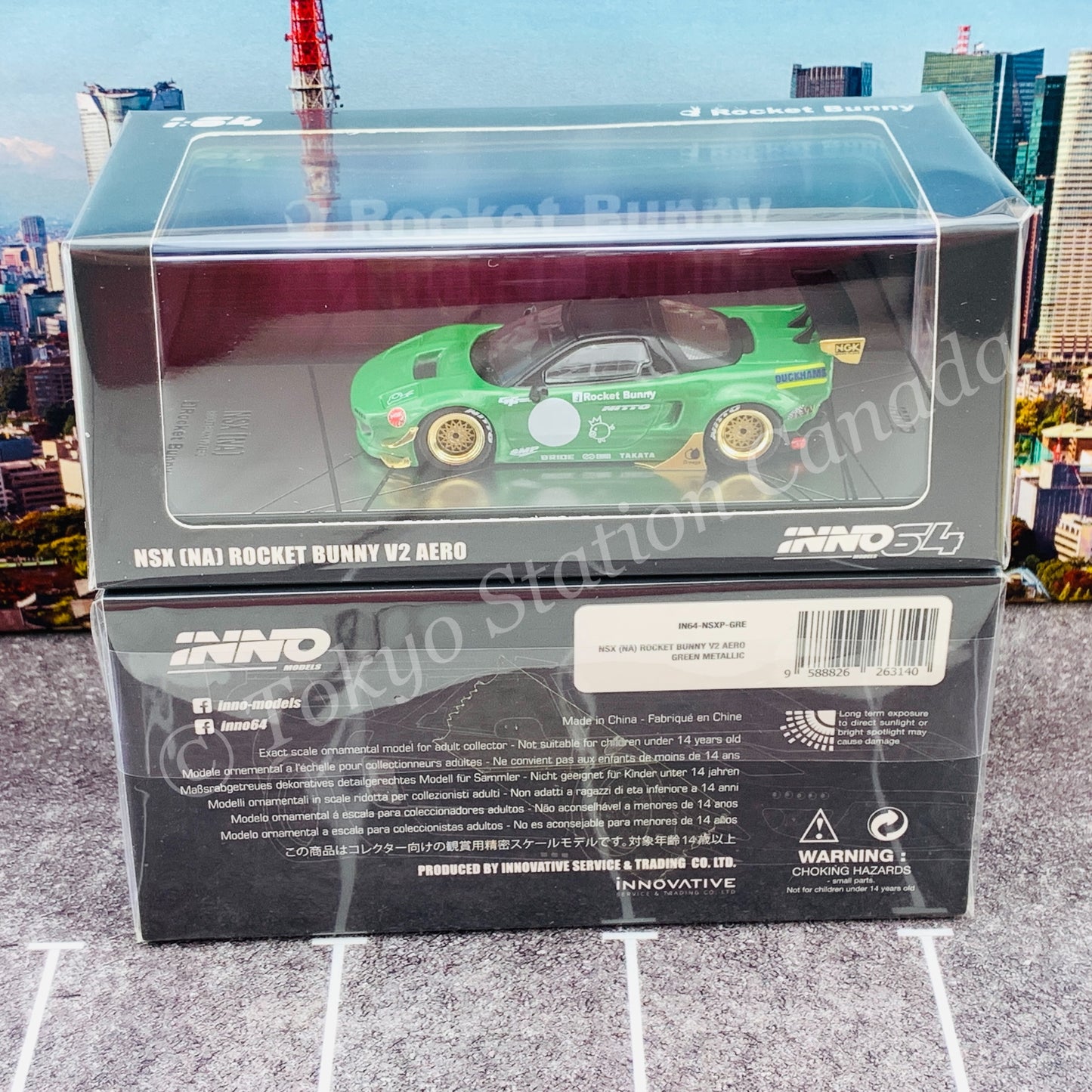 INNO64 1/64 NSX NA1 PANDEM ROCKET BUNNY Green Metallic IN64-NSXP-GRE