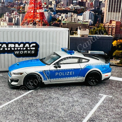 TARMAC WORKS GLOBAL64 1/64 Ford Mustang Shelby GT350R German Police T64G-011-GP