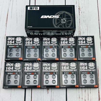 BNDS 1/64 ABS Wheel & Tire Set of 10 (FB) FLAT BLACK