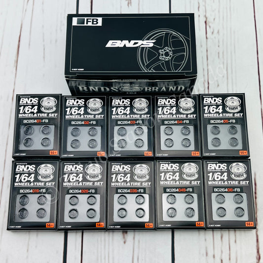 BNDS 1/64 ABS Wheel & Tire Set of 10 (FB) FLAT BLACK