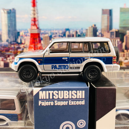 BM CREATIONS JUNIOR 1/64 Mitsubishi Pajero Super Exceed Silver with Blue Stripe LHD 64B0037
